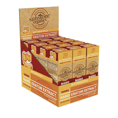 Box of Sunstone Organics Nano Kratom Extract Butterscotch flavor on a white background