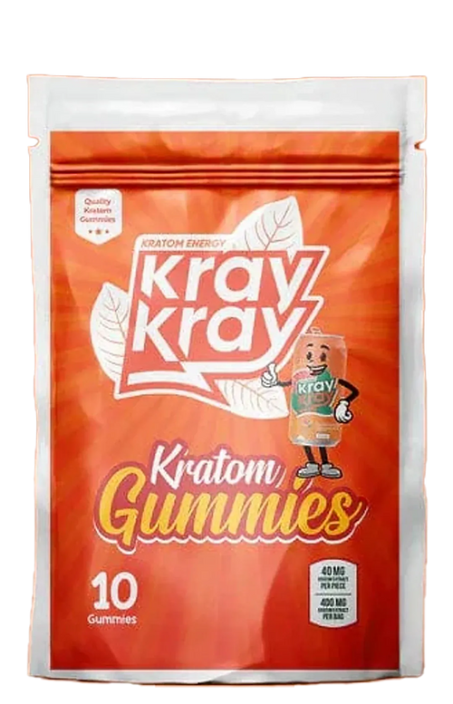 Kray Kray Kratom Gummies packaging on a white background