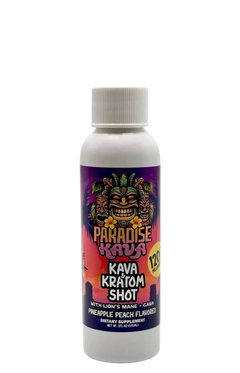 Bottle of Kava Kratom Shot with colorful label