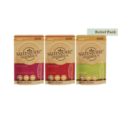 Three packages of Sunstone Organics kratom powder