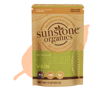 Sunstone Organics green vein Kratom package